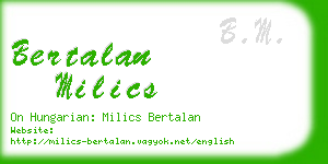 bertalan milics business card